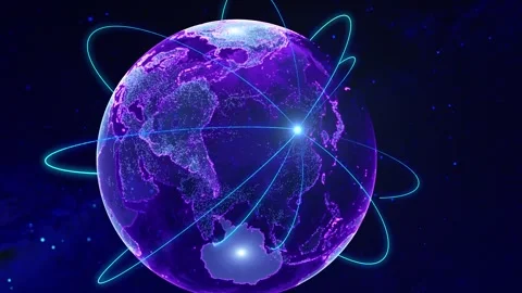 Technological rays surround the earth Stock Footage 245248203