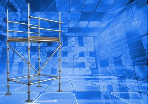 Technological room interface with 3D Scaffolding Stock Illustration