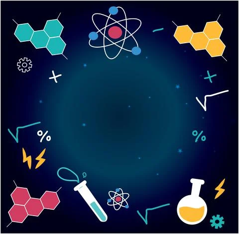 Technological scientific background. Hand drawing technologic science abstrac Stock Illustration