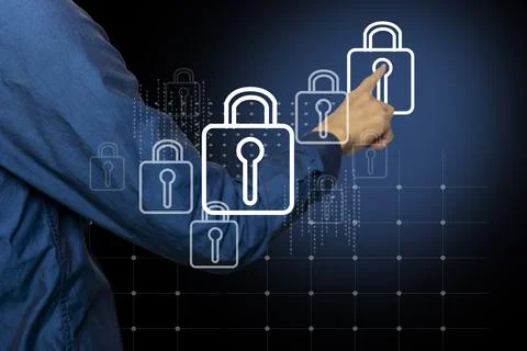 Technological security and business encryption system lock, no data risk, s.. Stock Photos