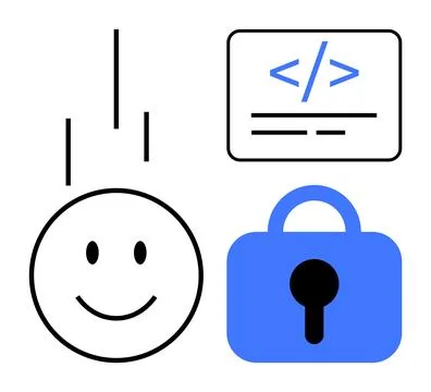 Technological Security happy and Coding Symbol Stock Illustration