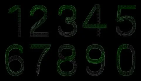 Technological set of numbers with green color modern dynamic flat design Stock Illustration