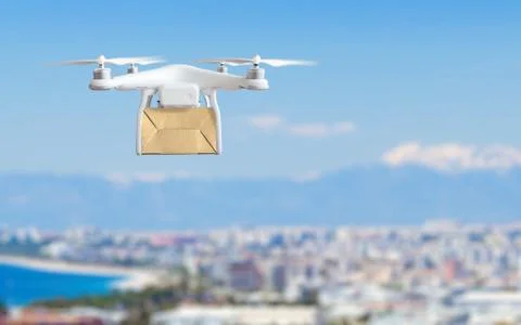 Technological shipment innovation - drone fast delivery concept 写真素材