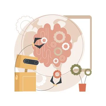 Technological singularity abstract concept vector illustration. Stock Illustration