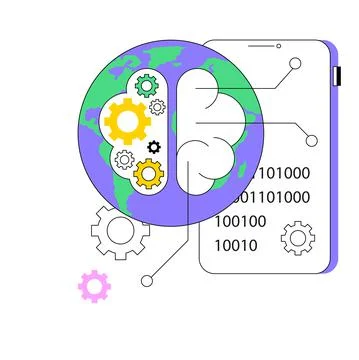 Technological singularity abstract concept vector illustration. Stock Illustration