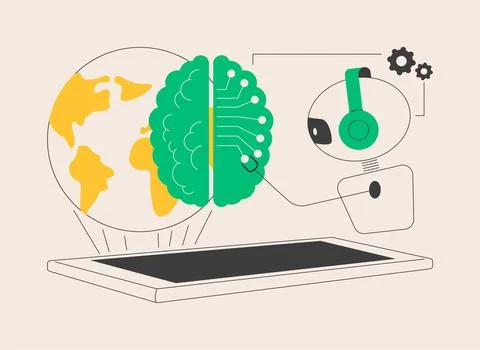 Technological singularity abstract concept vector illustration. Stock Illustration