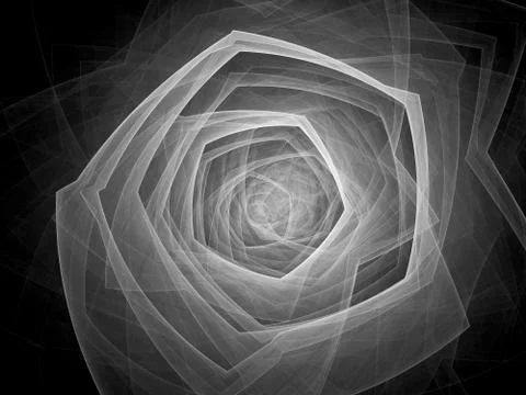 Technological singularity computer generated abstract black and white intensi Stock Illustration