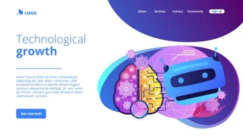 Technological singularity concept landing page Stock Illustration