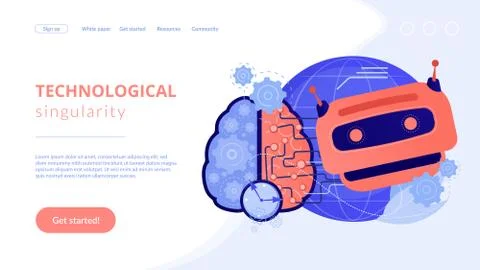 Technological singularity concept landing page Illustrazione stock