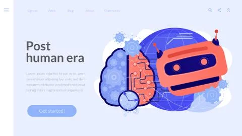 Technological singularity concept landing page Illustrazione stock
