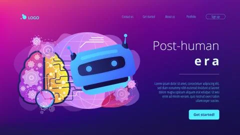 Technological singularity concept landing page Stock Illustration