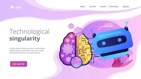 Technological singularity concept landing page Illustrazione stock