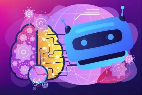 Technological singularity concept vector illustration Stock Illustration