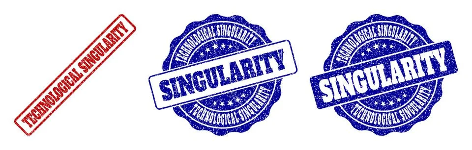 TECHNOLOGICAL SINGULARITY Grunge Stamp Seals イラスト素材