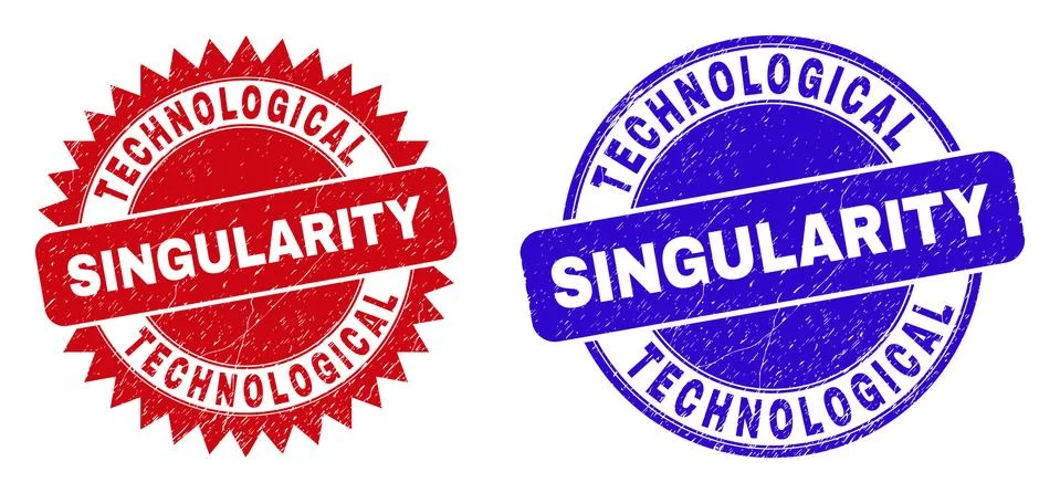 TECHNOLOGICAL SINGULARITY Rounded and Rosette Stamp Seals with Unclean Style イラスト素材