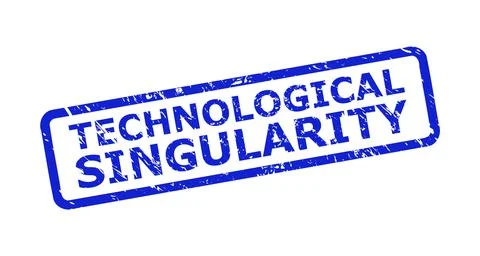 TECHNOLOGICAL SINGULARITY Seal with Scratched Texture and Rounded Rectangle 스톡 일러스트