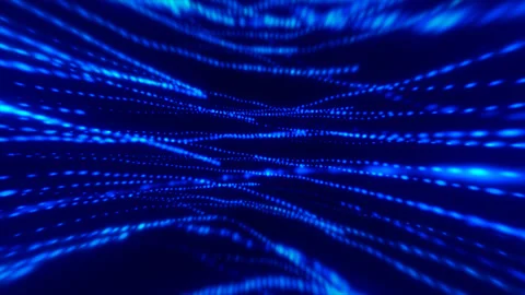 Technological space mesmerizing stylish animation of wavy dotted lines in blu Stock Footage 248891338