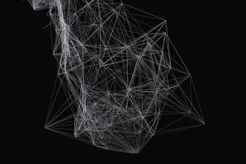 Technological structure lines with black background, 3d rendering. 스톡 일러스트
