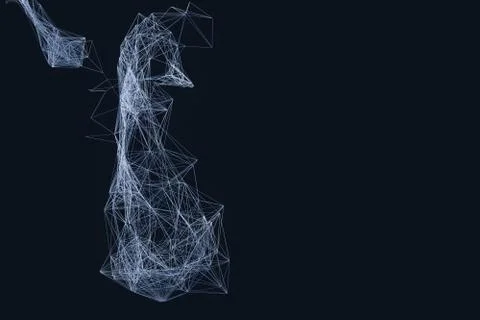 Technological structure lines with black background, 3d rendering. Stock Illustration