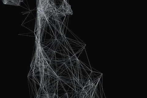 Technological structure lines with black background, 3d rendering. イラスト素材