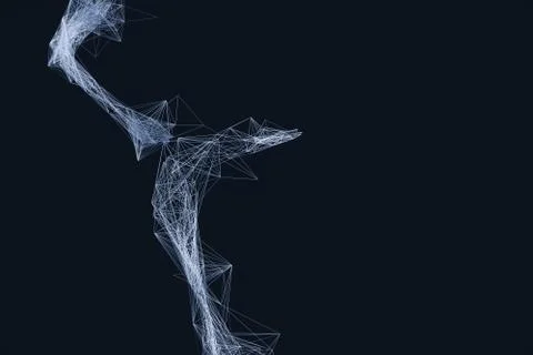 Technological structure lines with black background, 3d rendering. 스톡 일러스트