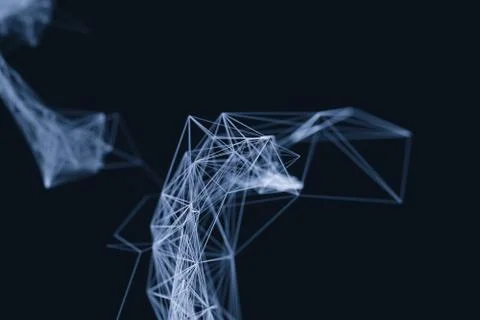 Technological structure lines with black background, 3d rendering. 스톡 일러스트