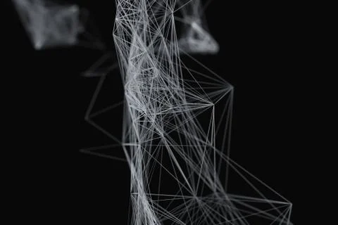Technological structure lines with black background, 3d rendering. イラスト素材