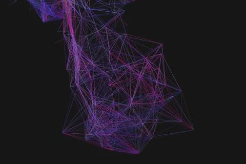 Technological structure lines with black background, 3d rendering. Stock Illustration