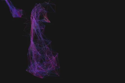 Technological structure lines with black background, 3d rendering. イラスト素材