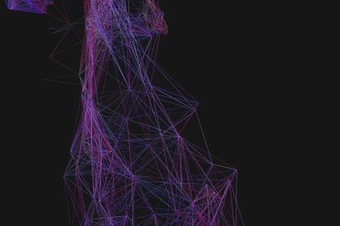 Technological structure lines with black background, 3d rendering. イラスト素材