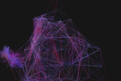 Technological structure lines with black background, 3d rendering. Stock Illustration