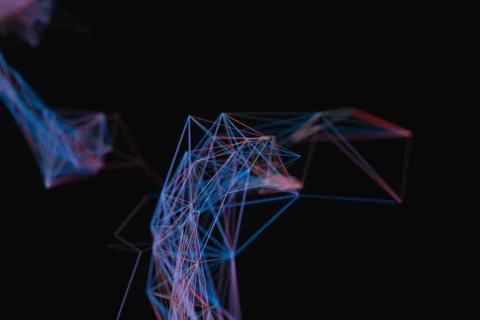 Technological structure lines with black background, 3d rendering. 스톡 일러스트