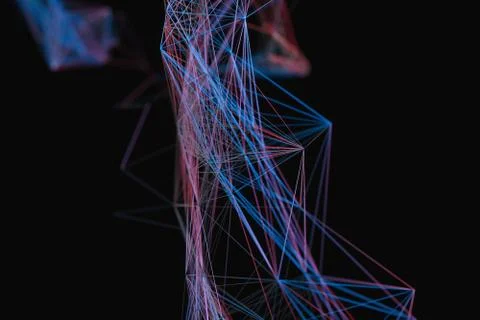 Technological structure lines with black background, 3d rendering. Stock Illustration