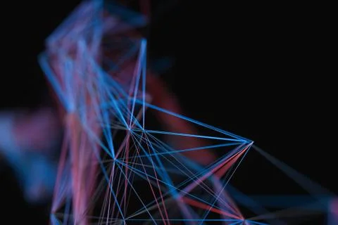 Technological structure lines with black background, 3d rendering. 스톡 일러스트