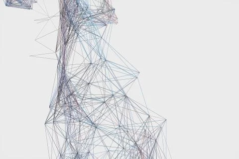 Technological structure lines with white background, 3d rendering. Stockillustratie