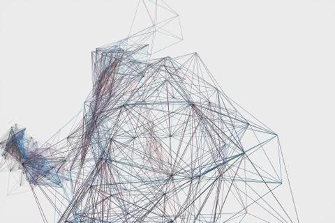 Technological structure lines with white background, 3d rendering. Stock Illustration