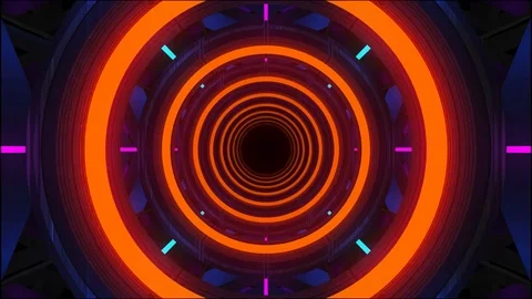 Technological tunnel with circle and pulsing Vídeos de archivo 126784002