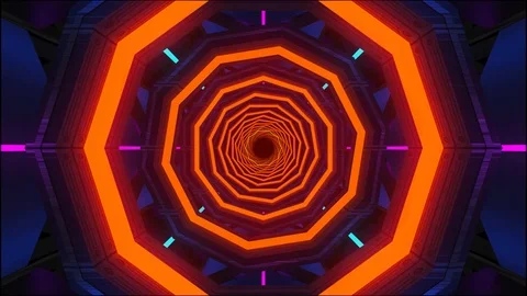 Technological tunnel with octagon and pulsing Vídeos de archivo 126784019