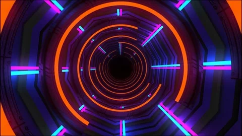 Technological tunnel with semicircle and pulsing Vídeos de archivo 126784016