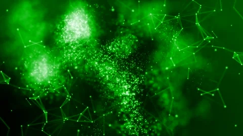 Technological video - green background with plexus Video stock 96105575