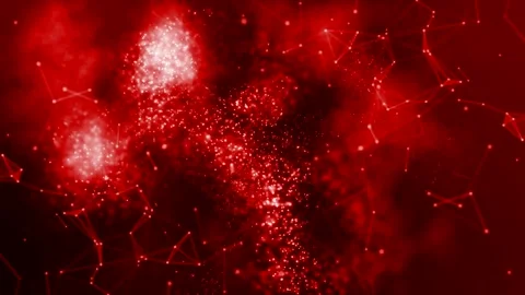 Technological video - red background with plexus Stock Footage 96096304