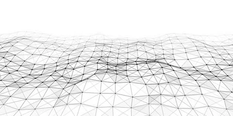 Technological wave of dots and lines. Technology background concept. Big da.. Stock Illustration