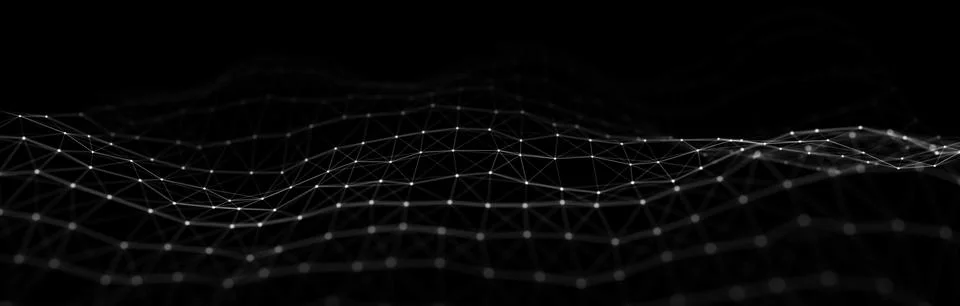 Technological wave of dots and lines. Technology background concept. Networ.. Illustrazione stock