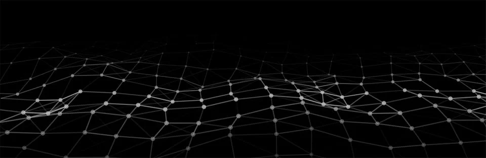 Technological wave of dots and lines. Technology background concept. Big da.. Stock Illustration