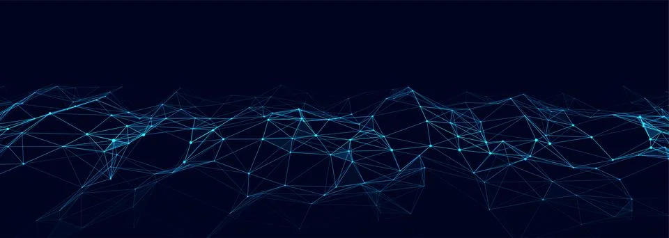 Technological wave of dots and lines. Technology background concept. Big da.. Stock Illustration
