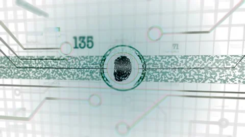 Technological white background with finger security elements. Stock Footage 153472578