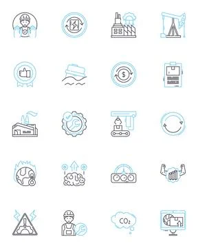 Technological Workshop linear icons set. Innovation, Creativity, Coding Stock-Illustration