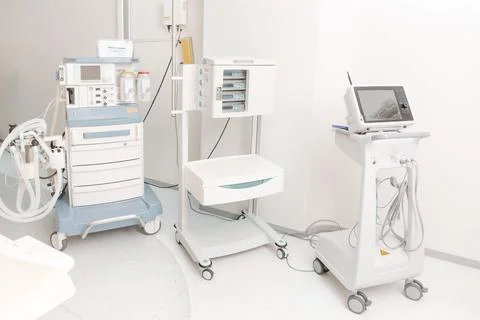Technologically advanced equipment in CT or MRI Scan room. Modern hospital Stock Photos