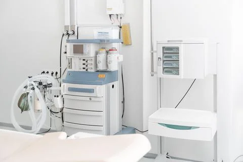 Technologically advanced equipment in CT or MRI Scan room. Modern hospital Stock Photos