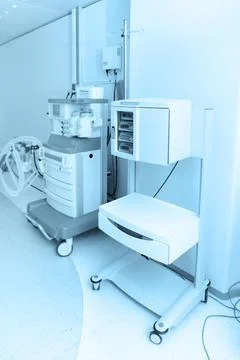 Technologically advanced equipment in CT or MRI Scan room. Modern hospital Stock Photos